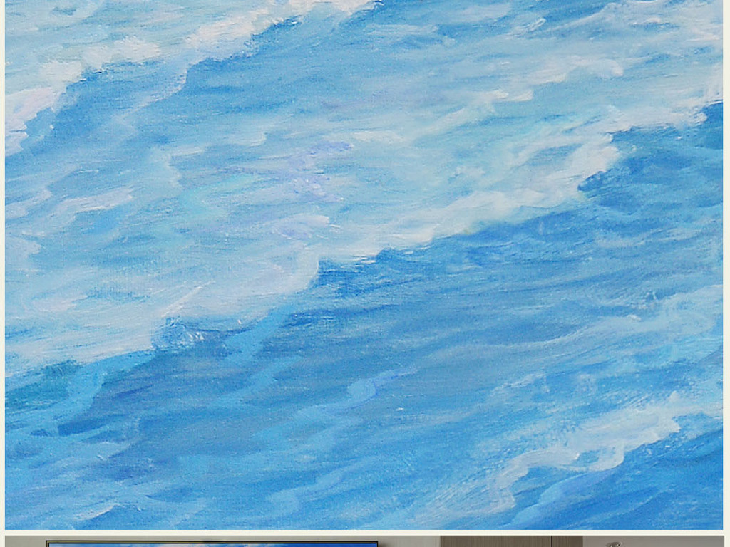 纯手绘阳光海峡谷油画艺术背景壁画