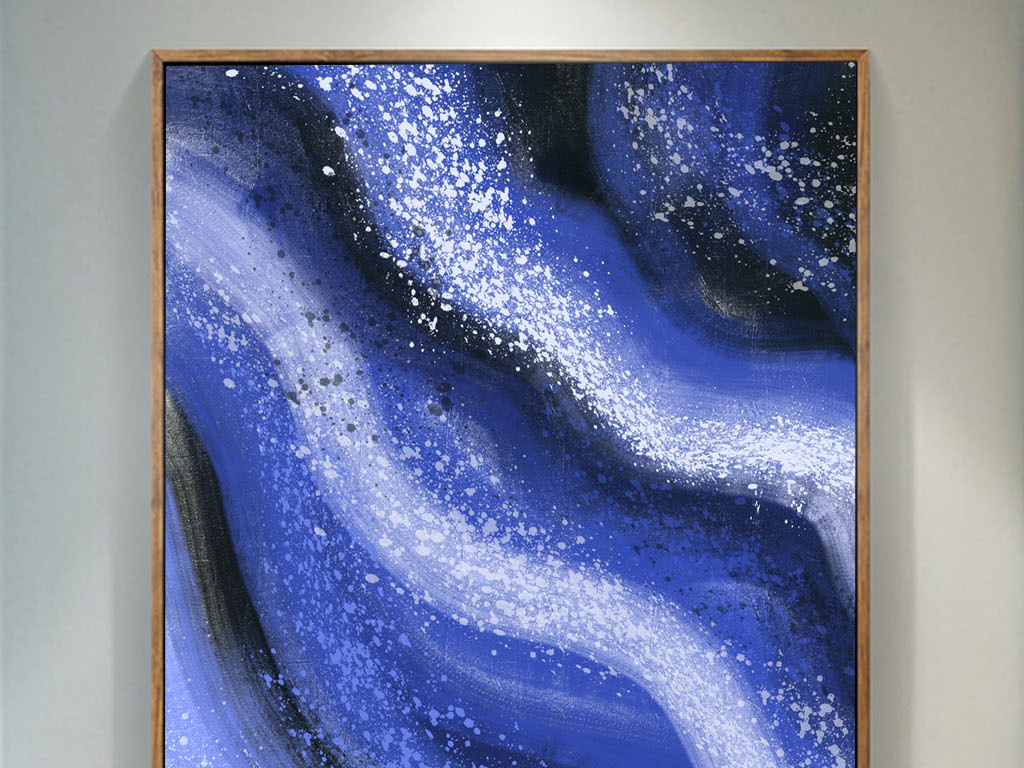 欧式蓝色抽象油画玄关背景装饰画