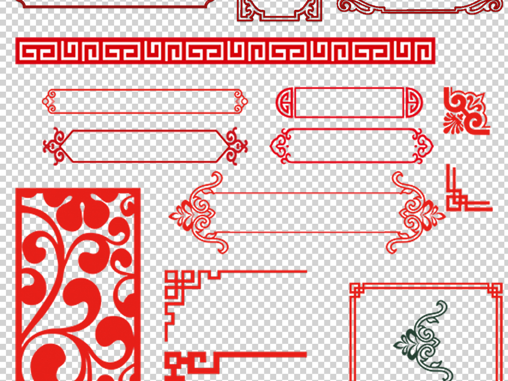 中国风标题框文本框横幅边框PNG背景素材