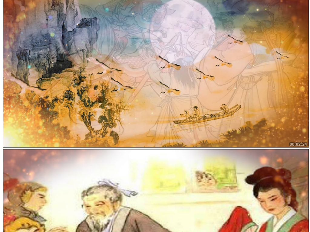 朗诵木兰辞古代动画背景视频素材