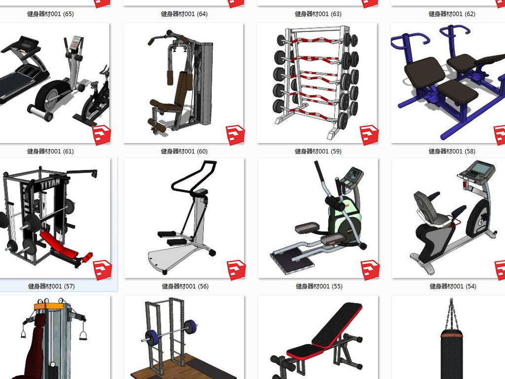 健身房健身器材SU模型