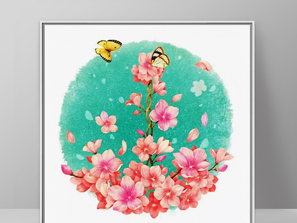 蝶恋花印象朦胧欧式手绘欧美现代简约装饰画