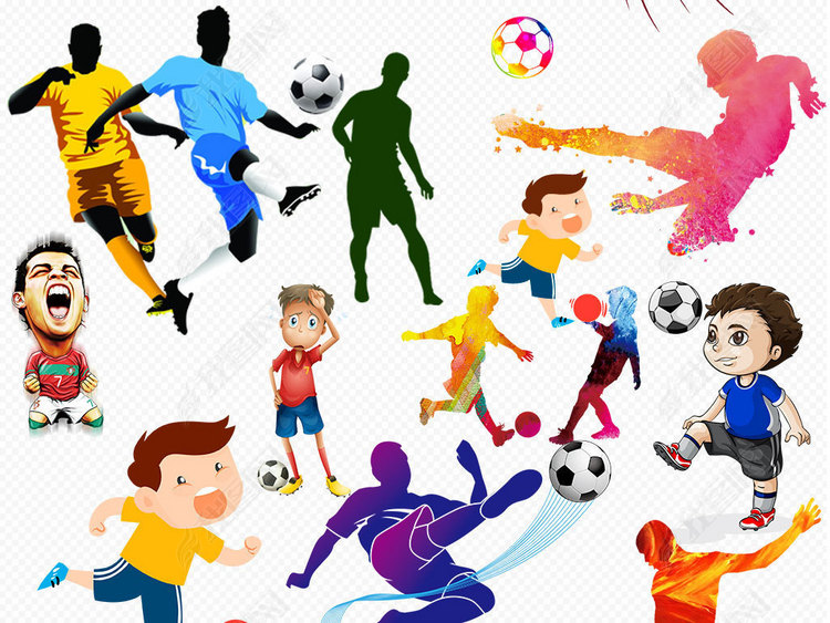 2018世界杯卡通踢足球运动人物素材图片下载