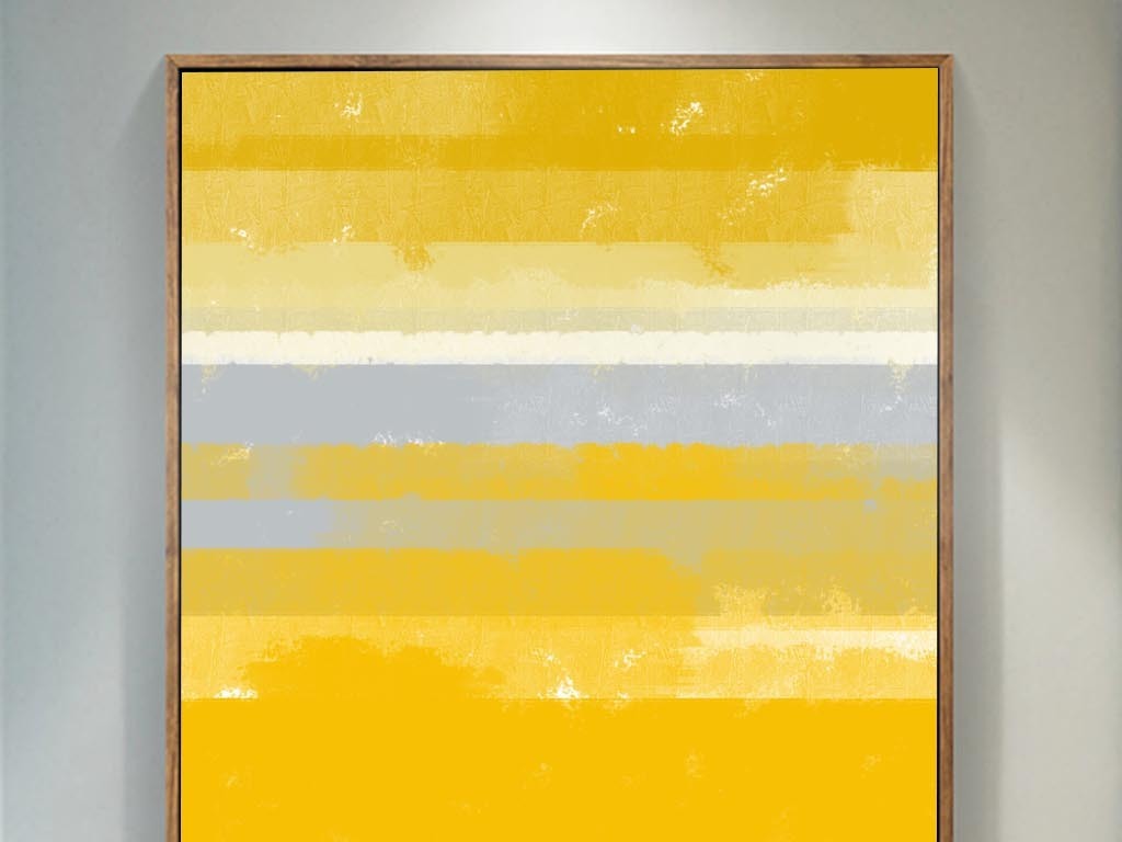 北欧现代黄色抽象油画客厅玄关画
