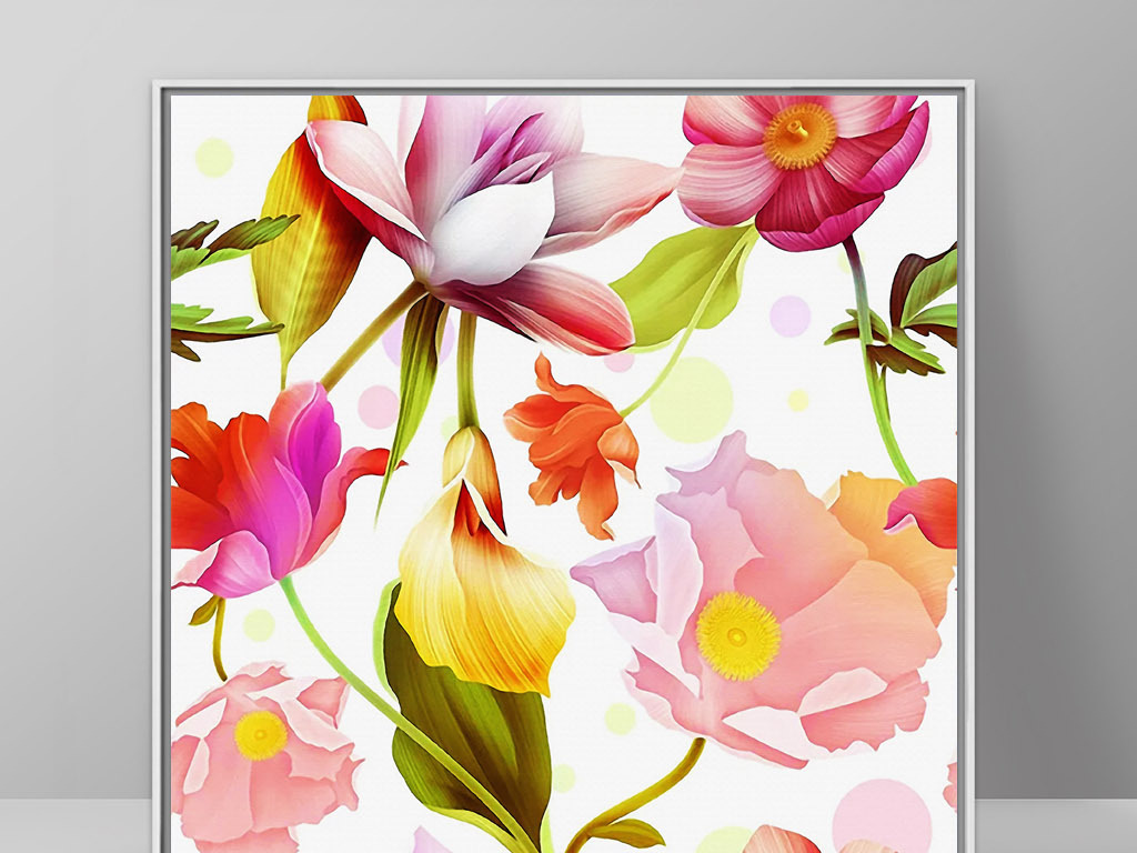 暖色调花朵花卉花丛花草北欧清新手绘装饰画