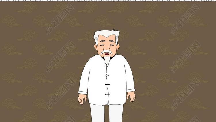 老中医说话动作讲解动画中药医师白大褂人物图