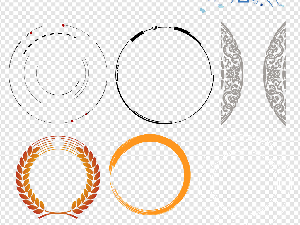 彩色中国风圆环圆形边框圆圈素材图片设计_高清模板(.