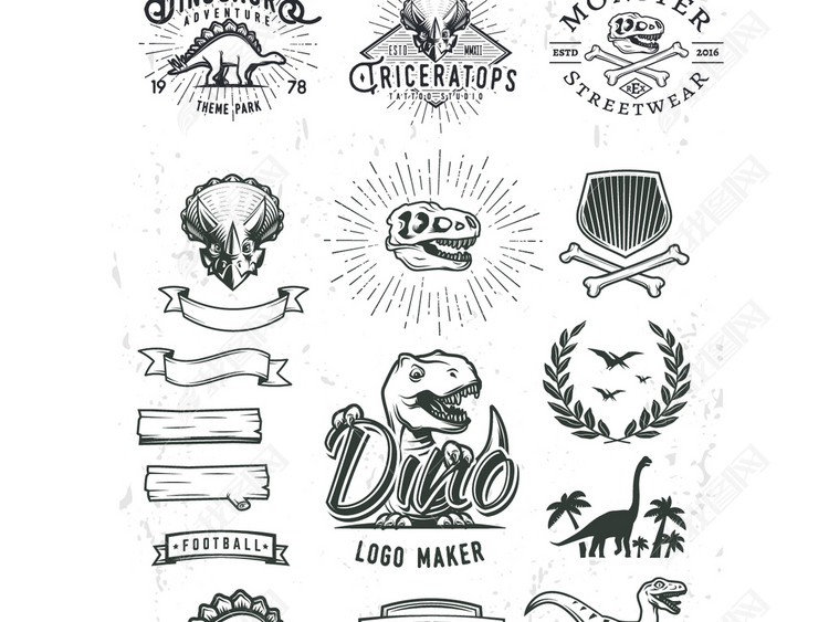 恐龙图标原始森林侏罗纪恐龙真实动物头像