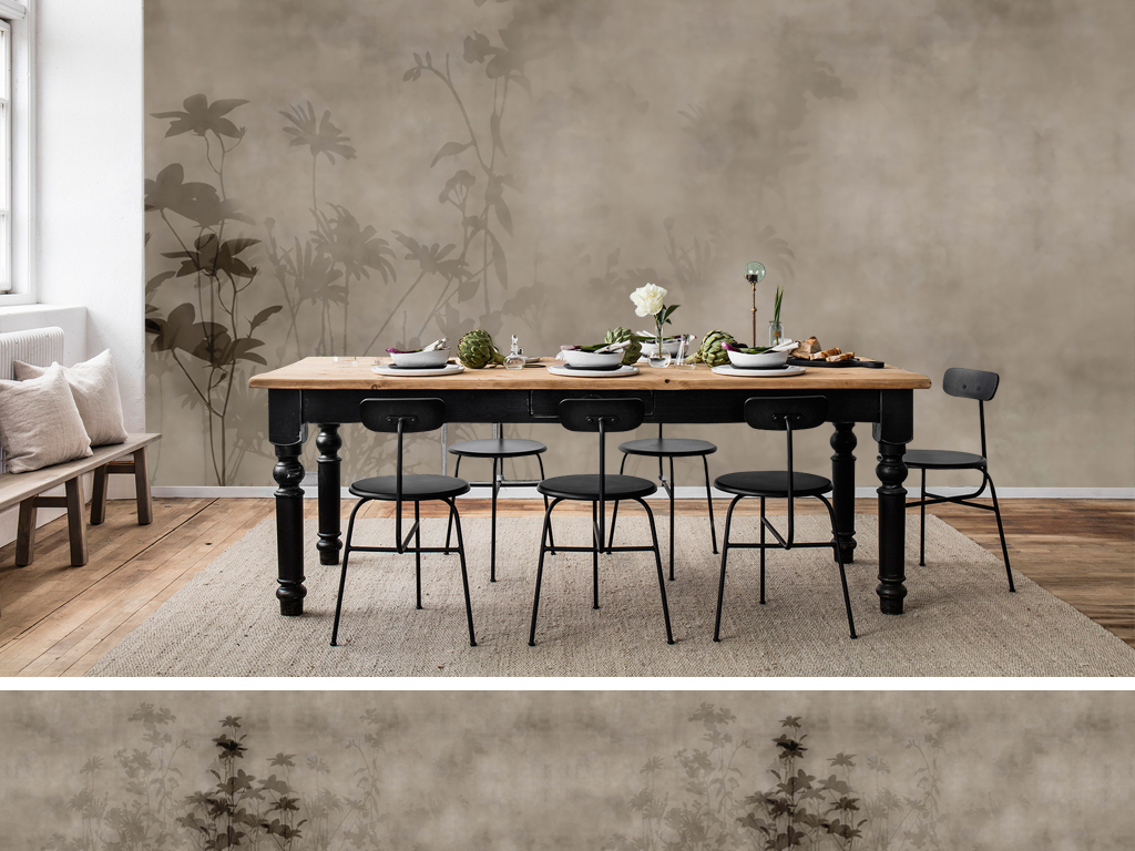 欧式复古手绘花卉破旧墙壁工装壁画背景墙