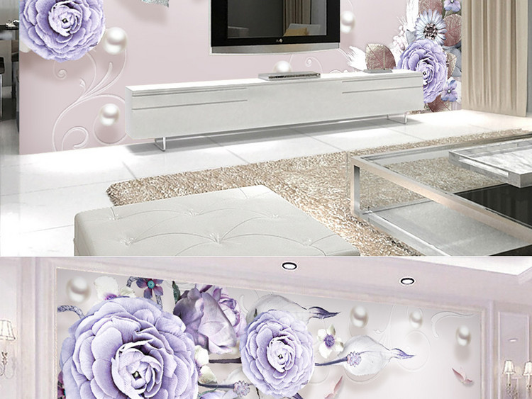 浮雕立体素雅现代简约珠宝花卉背景墙装饰画(