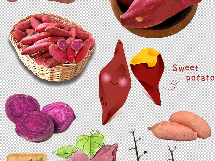 卡通红薯地瓜紫薯烤红薯土特产免扣素材图片下
