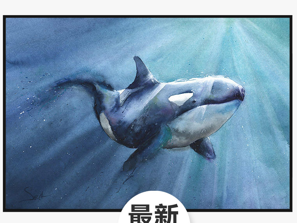 背景墙|装饰画 无框画 动物图案无框画 > 唯美海洋海豚图案创意无框画