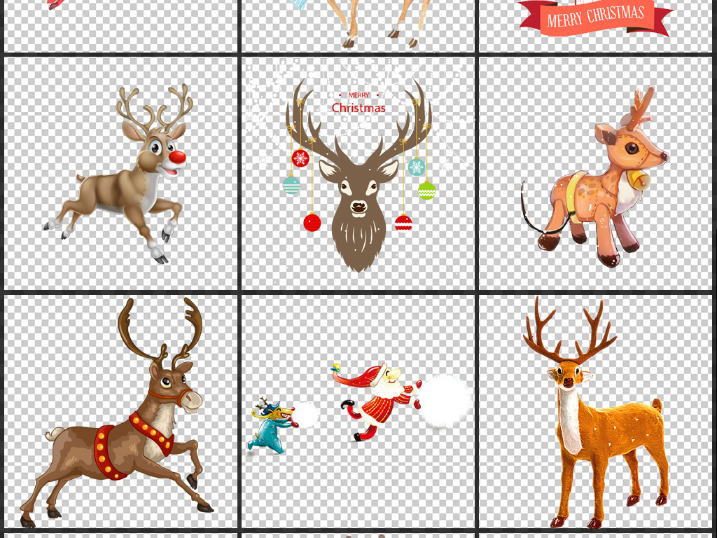 可爱圣诞麋鹿小鹿png免扣透明素材