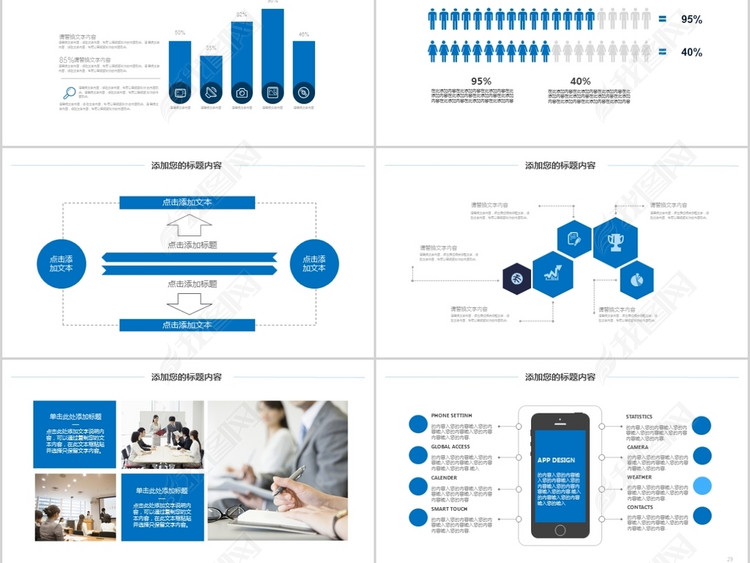蓝色财务部数据分析报告年终总结PPT模板素材