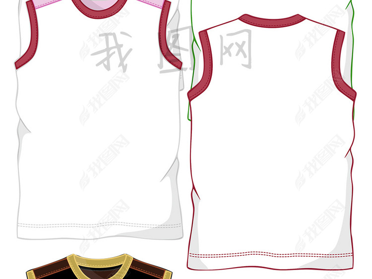 服装无袖背心T恤运动服款式图样机模板图片下