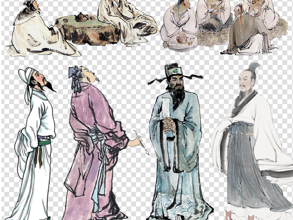 中国古代诗人作词人物中国风海报png素材