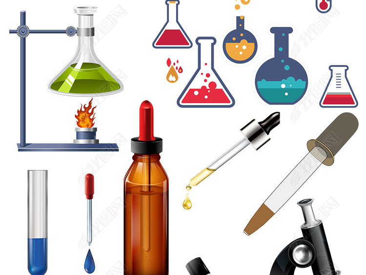 科学化学实验室设备器材PNG透明背景素材