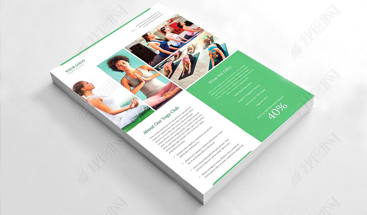 简单的瑜伽和健身俱乐部传单PSD模版