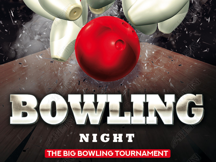 震撼保龄球馆保龄球比赛海报ps模板