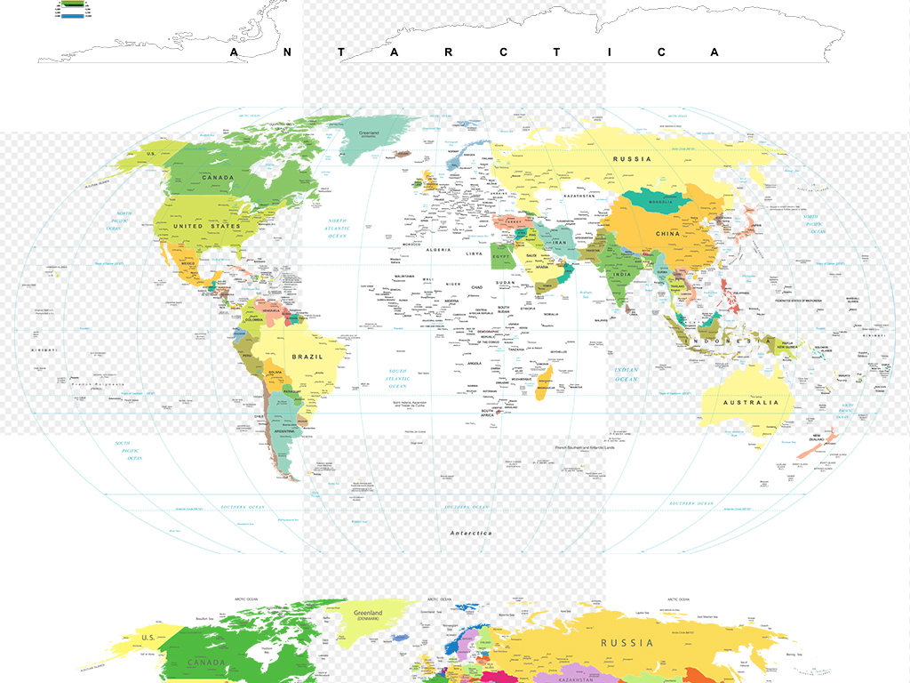 世界地图PPT矢量素材AI透明背景设计