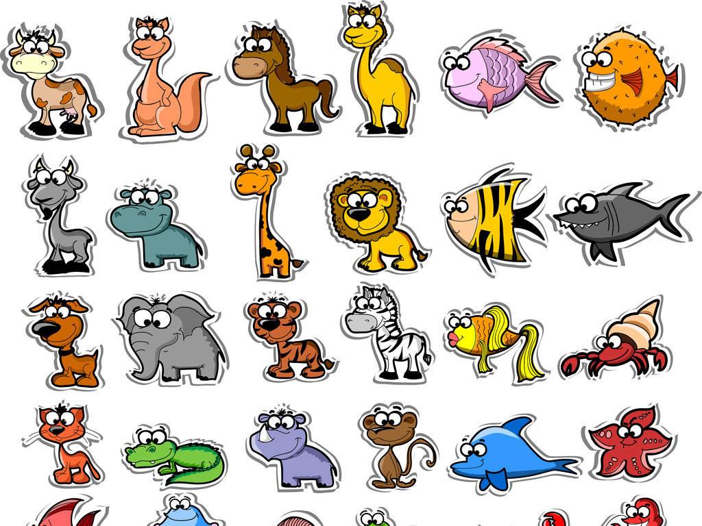卡通贴纸动物图案设计图片下载eps素材-动物-我图网