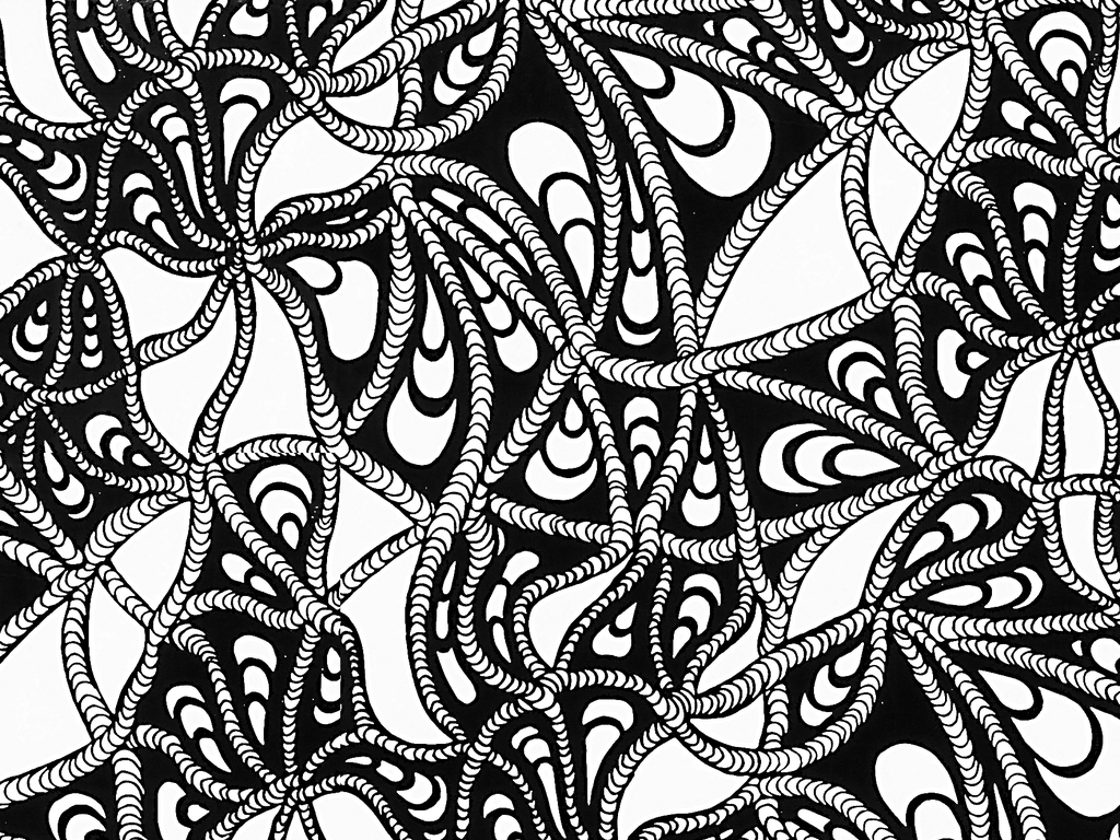 手绘工笔画黑白线描稿背景图片下载素材-几何抽象图案