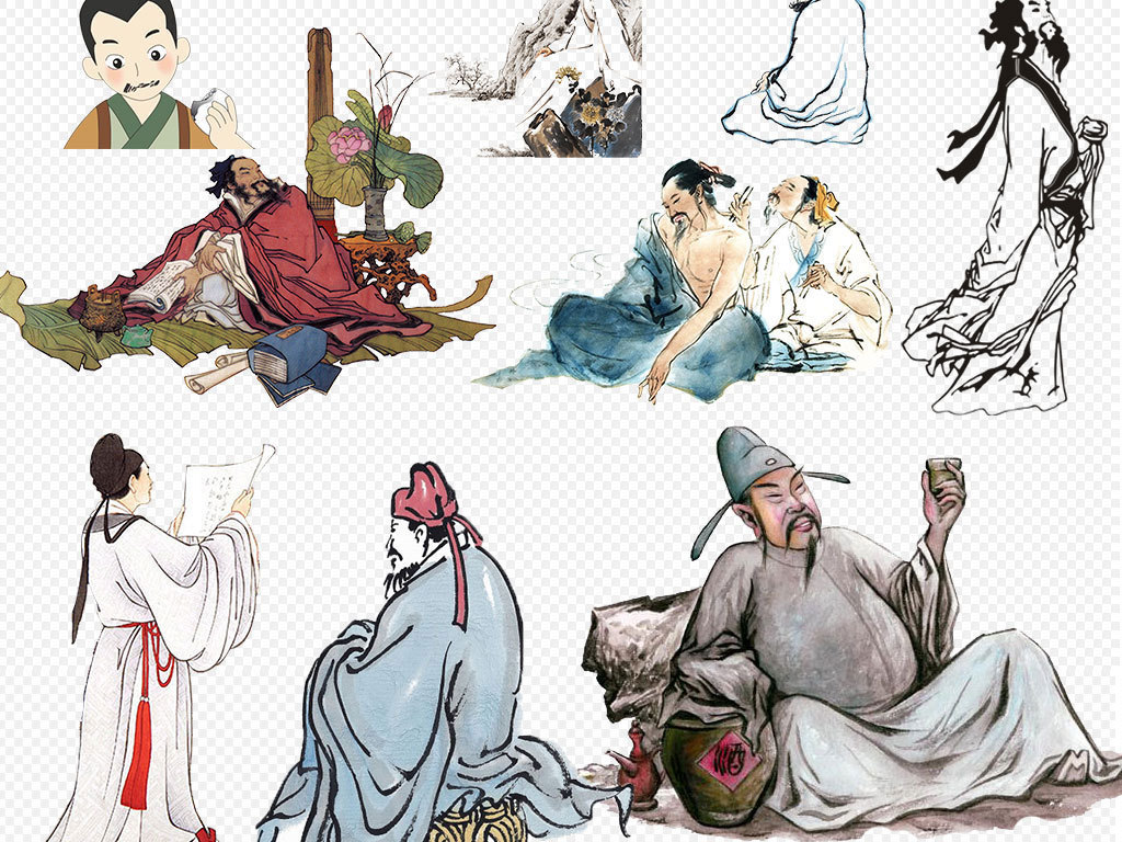 中国古代诗人作词人物海报素材