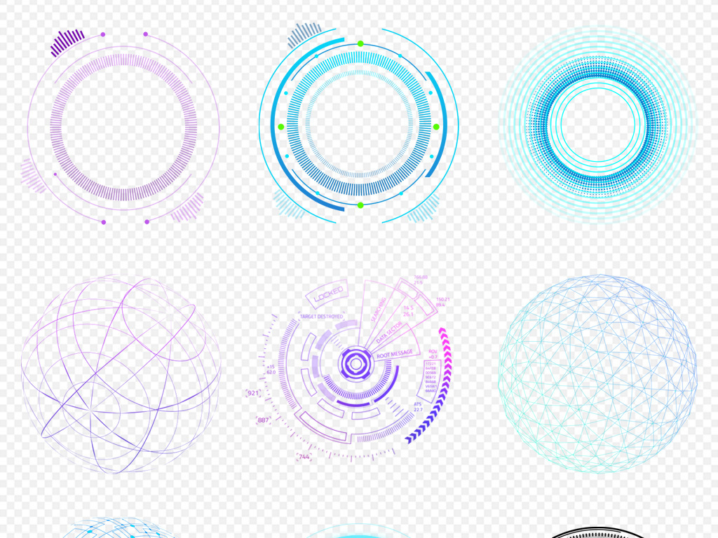 创意科技圆形圆环边框PNG设计素材