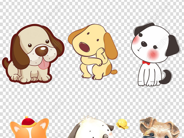 2018狗年新春贺岁卡通狗形象PNG素材