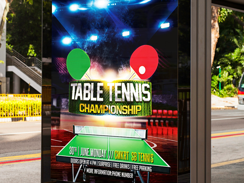 震撼炫酷乒乓球比赛创意海报ps素材