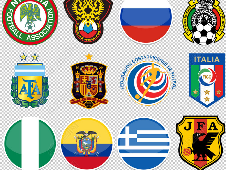 2018俄罗斯世界杯32个国家旗帜图标png免扣素