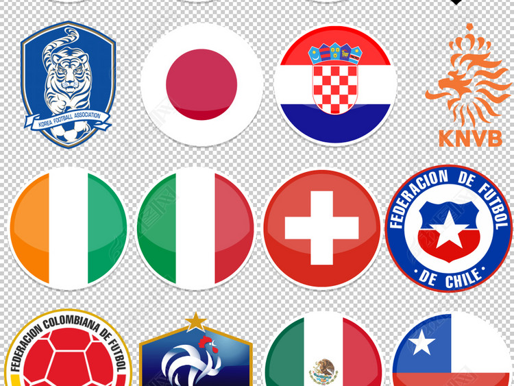 2018俄罗斯世界杯32个国家旗帜图标png免扣素