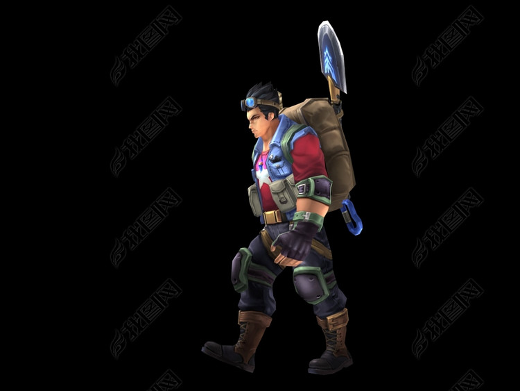 三渲二卡通探险男子夺宝奇兵男子带走路动画