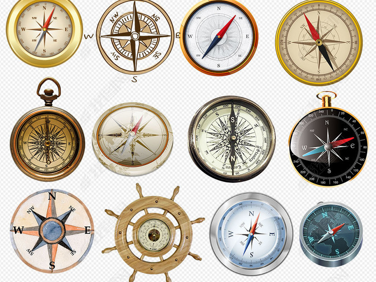 中国古老风水罗盘指南针方向辨别PNG素材