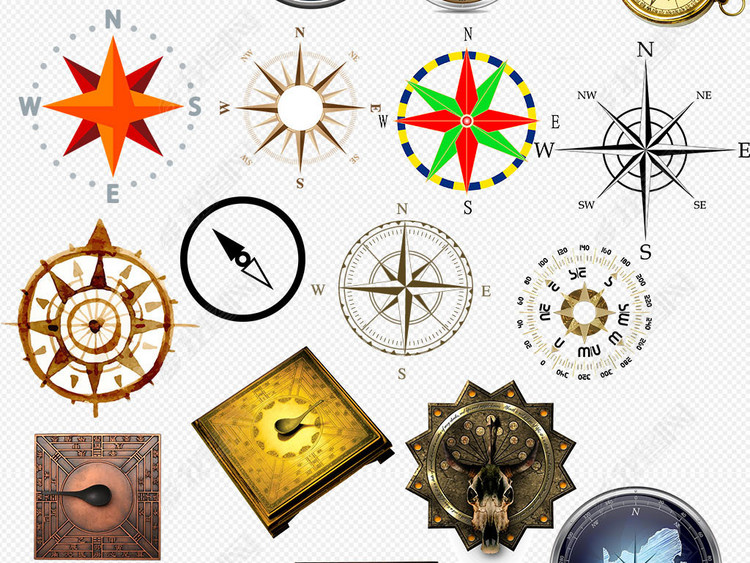 中国古老风水罗盘指南针方向辨别PNG素材