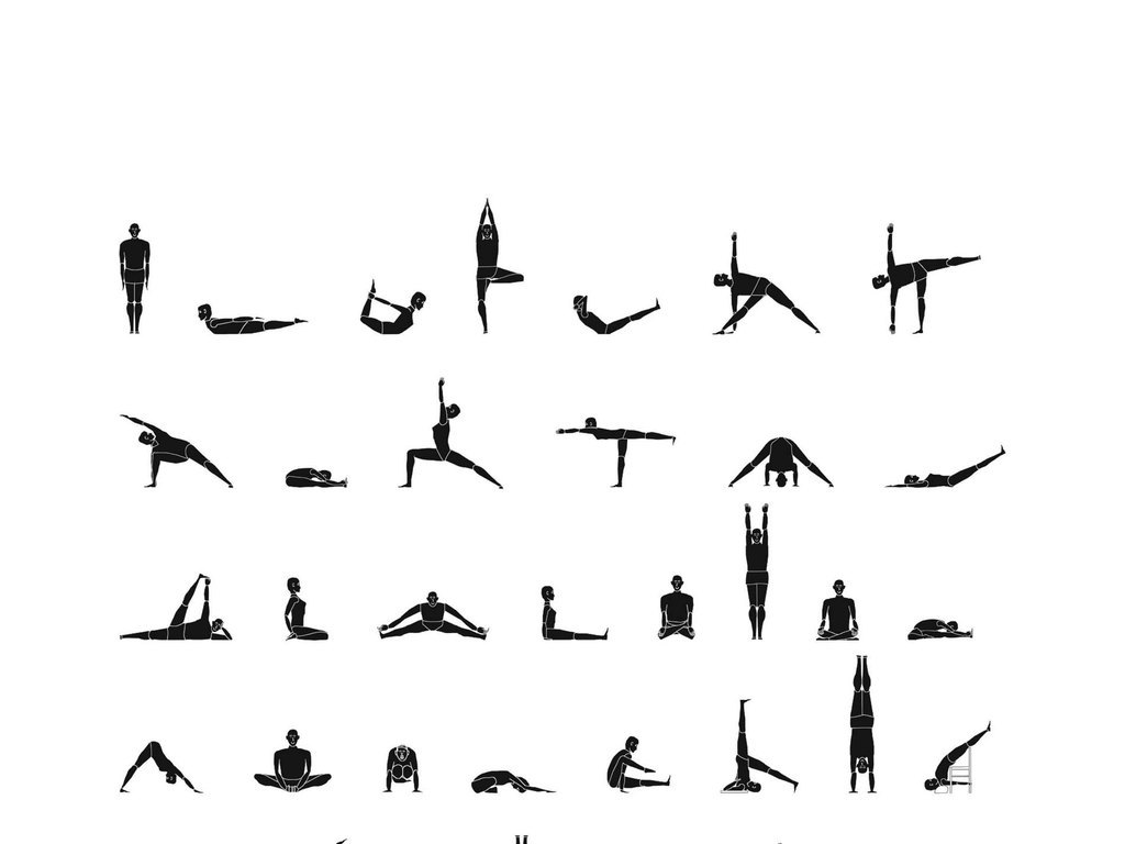 男性瑜伽矢量素材yoga健身养生瑜伽动作