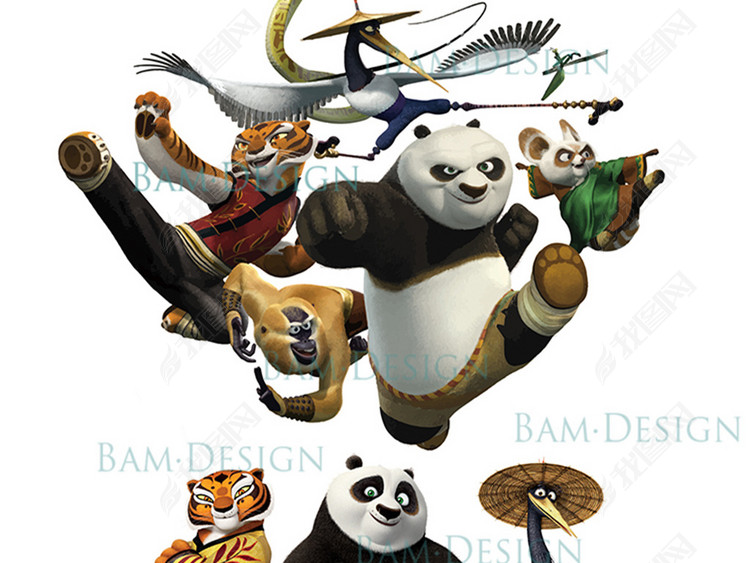 卡通功夫熊猫素材功夫熊猫鹤猴子老虎动漫人物