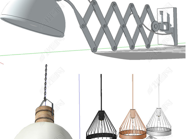 2018精品SU北欧工业风格室内灯具合集