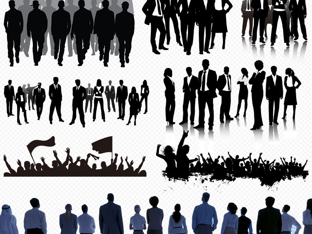 原创商务人物人群商务剪影免扣素材