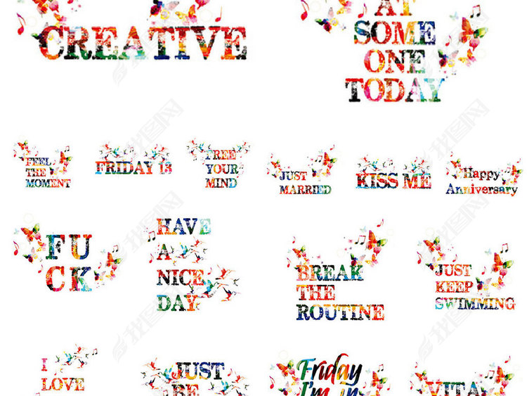 花卉蝴蝶字体水彩字体英文字体字母花卉数字