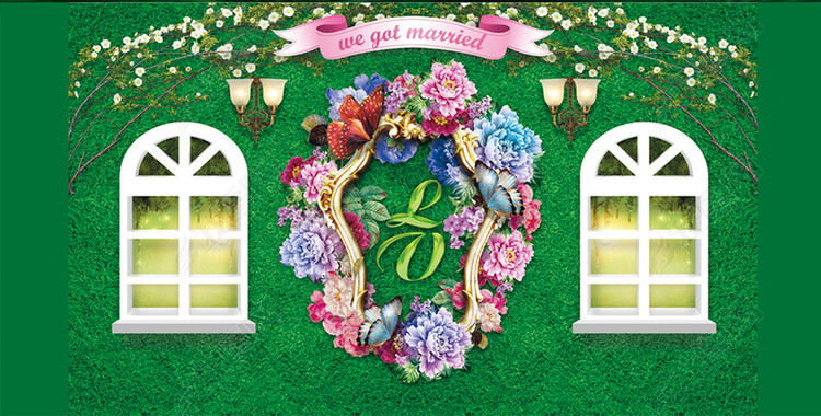 2018欧式绿色婚庆舞台背景PSD分层模板