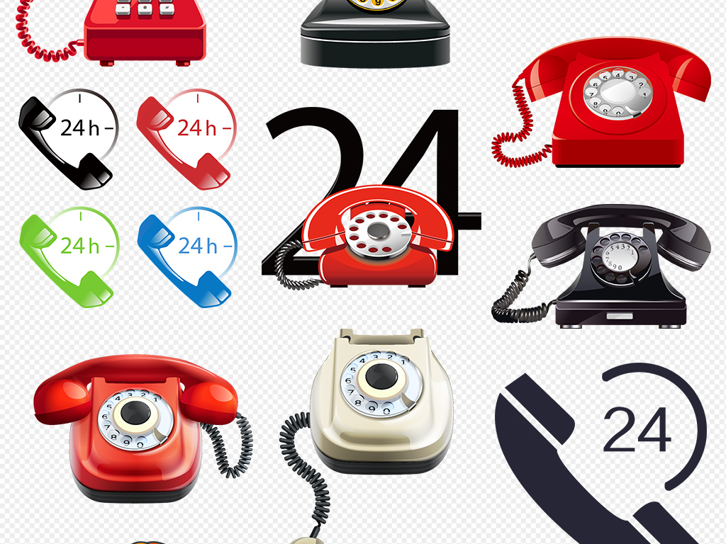 电话座机免费咨询客服热线图标设计素材PNG