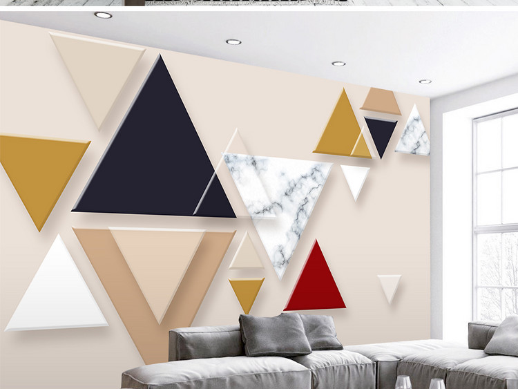 现代简约3D立体拼接几何图形电视背景墙