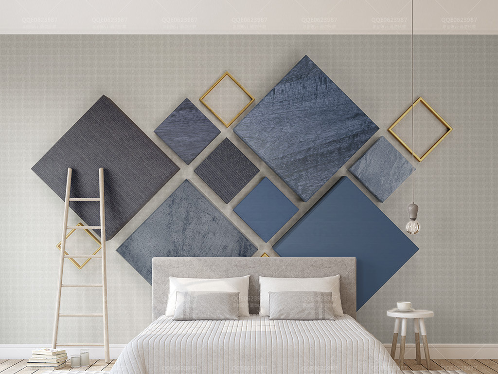 布纹3d立体菱形拼接北欧几何电视背景墙