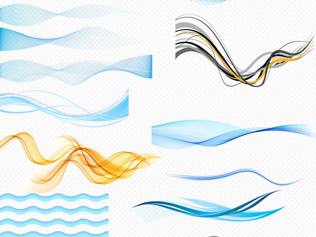 蓝色动感线条丝绸彩带波浪曲线科技背景