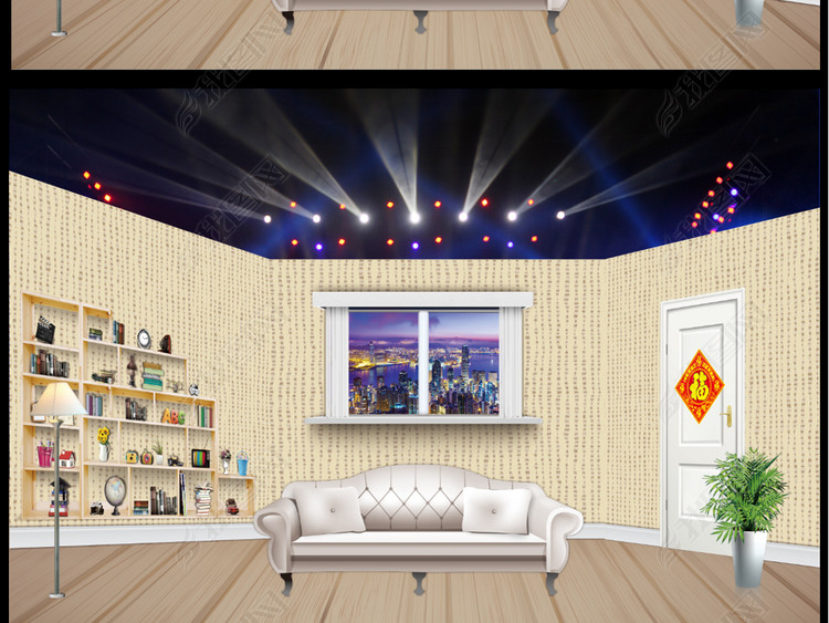 时尚现代2018晚会小品演出舞台背景图