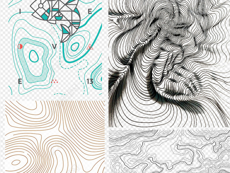 抽象不规则地形等高线PNG素材