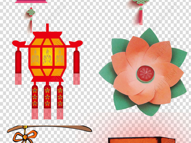 2018年狗年元宵花灯灯谜PNG新年素材