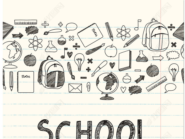 2018手绘涂鸦重返校园教育培训行业图案矢量