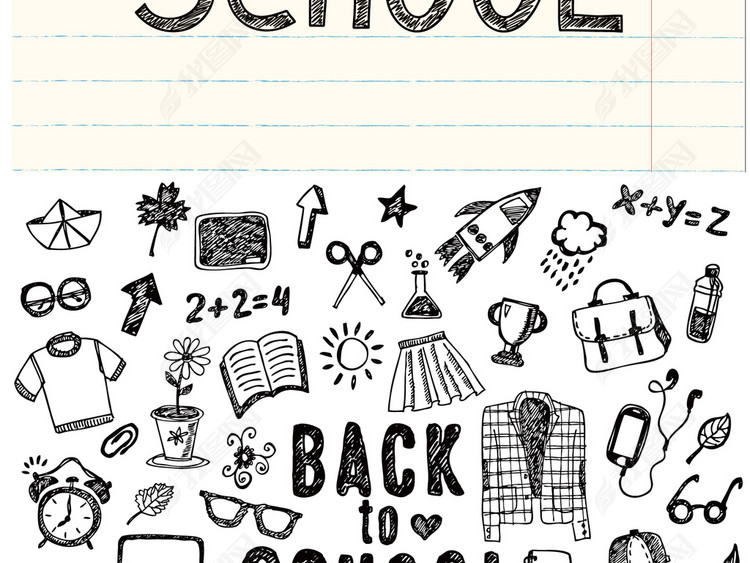 2018手绘涂鸦重返校园教育培训行业图案矢量